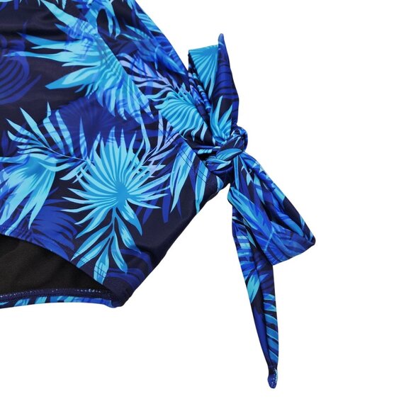 Womens Navy Tropical High Waisted Bikini Set Adjustable Straps Size S Dokotoo - Picture 5 of 9